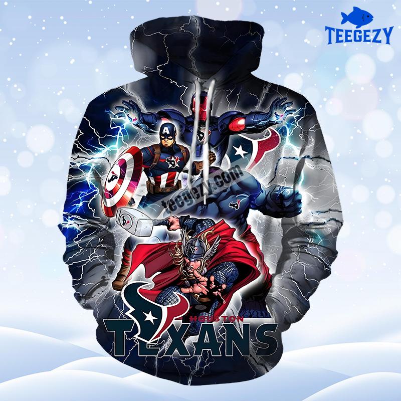 Houston Texans The Avengers Grey 3D Hoodie Houston Texans The Avengers Grey 3D Hoodie
