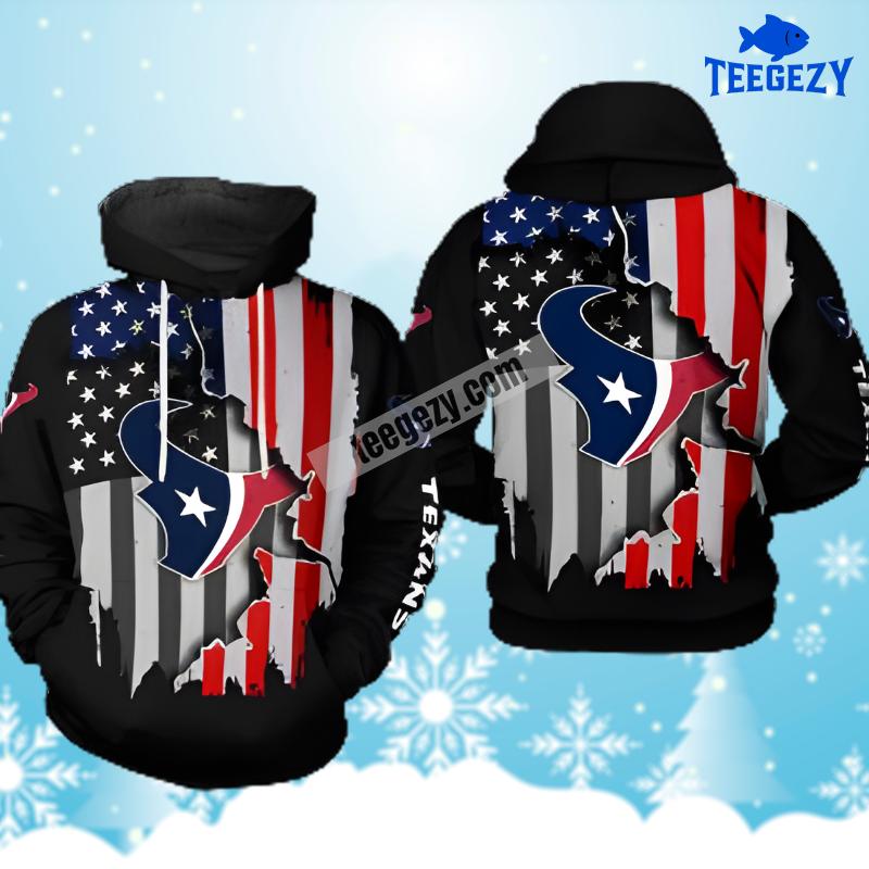 Houston Texans Us Flag Black 3D Hoodie Houston Texans Us Flag Black 3D Hoodie