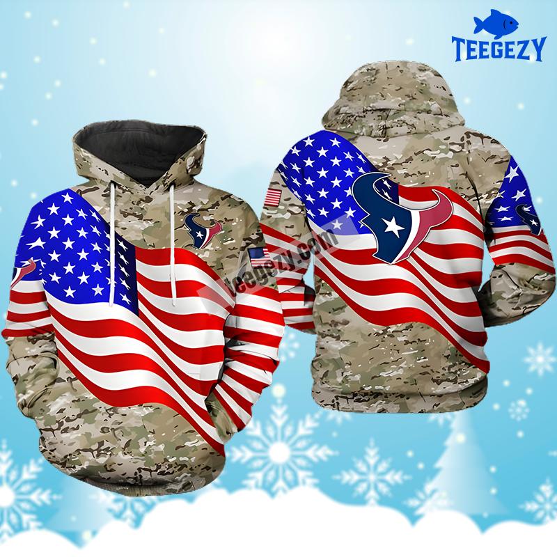 Houston Texans Us Flag Camo Grey Printed 3D Hoodie Houston Texans Us Flag Camo Grey Printed 3D Hoodie