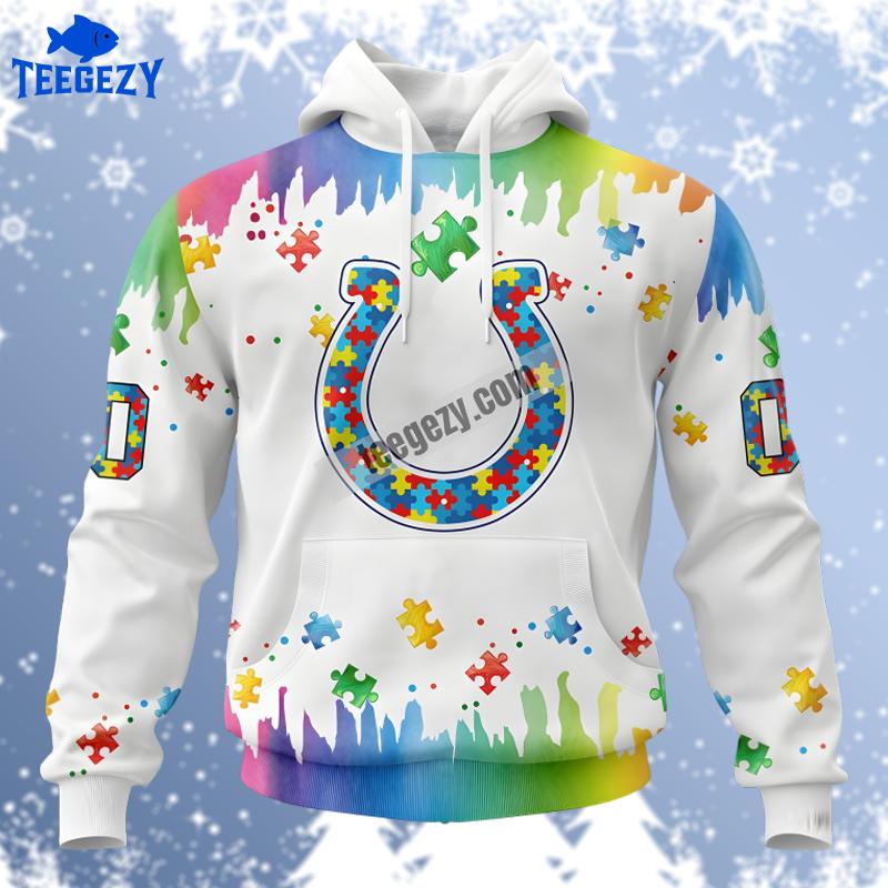 Indianapolis Colts Autism Awareness White Graphic Personalized 3D Hoodie Indianapolis Colts Autism Awareness White Graphic Personalized 3D Hoodie