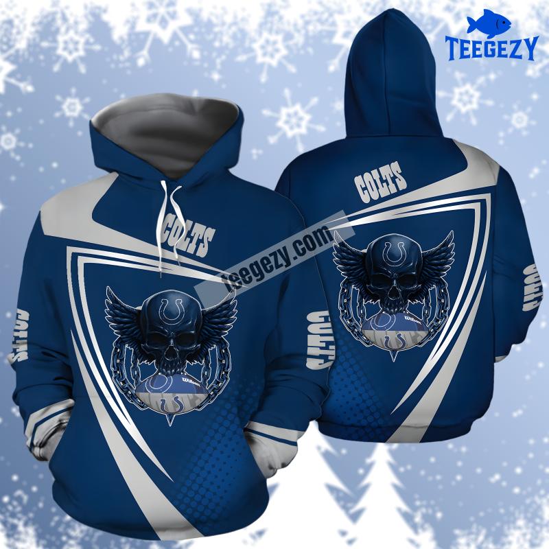 Indianapolis Colts Eagle Skull Blue White Unisex 3D Hoodie Indianapolis Colts Eagle Skull Blue White Unisex 3D Hoodie