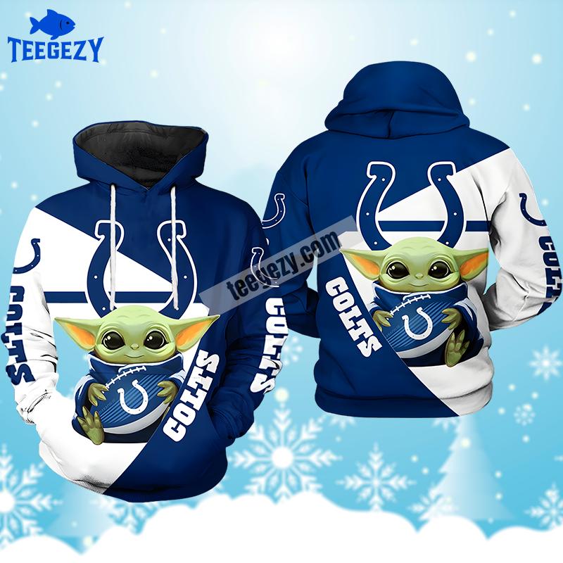 Indianapolis Colts Grogu Star Wars Blue White Print 3D Hoodie Indianapolis Colts Grogu Star Wars Blue White Print 3D Hoodie