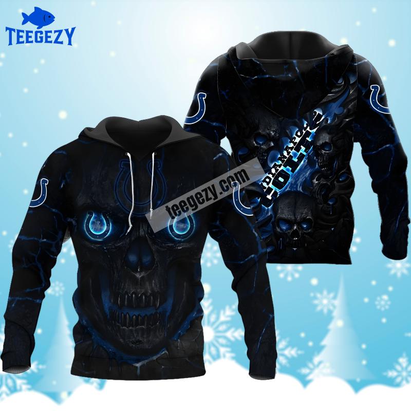 Indianapolis Colts Lava Skull Blue Black Design 3D Hoodie Indianapolis Colts Lava Skull Blue Black Design 3D Hoodie