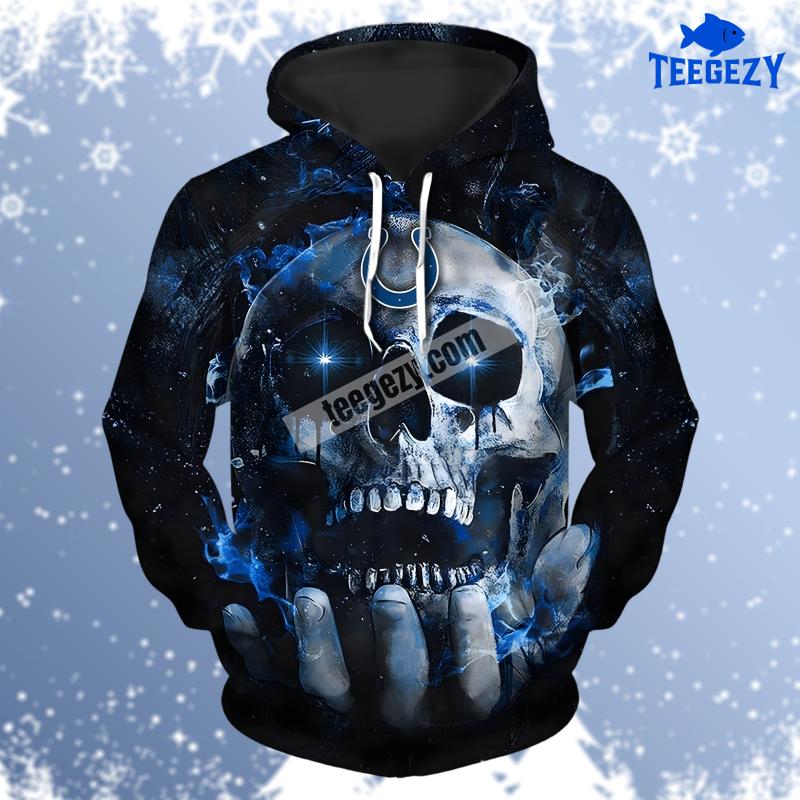 Indianapolis Colts Skull Hand Blue Black Cool 3D Hoodie Indianapolis Colts Skull Hand Blue Black Cool 3D Hoodie