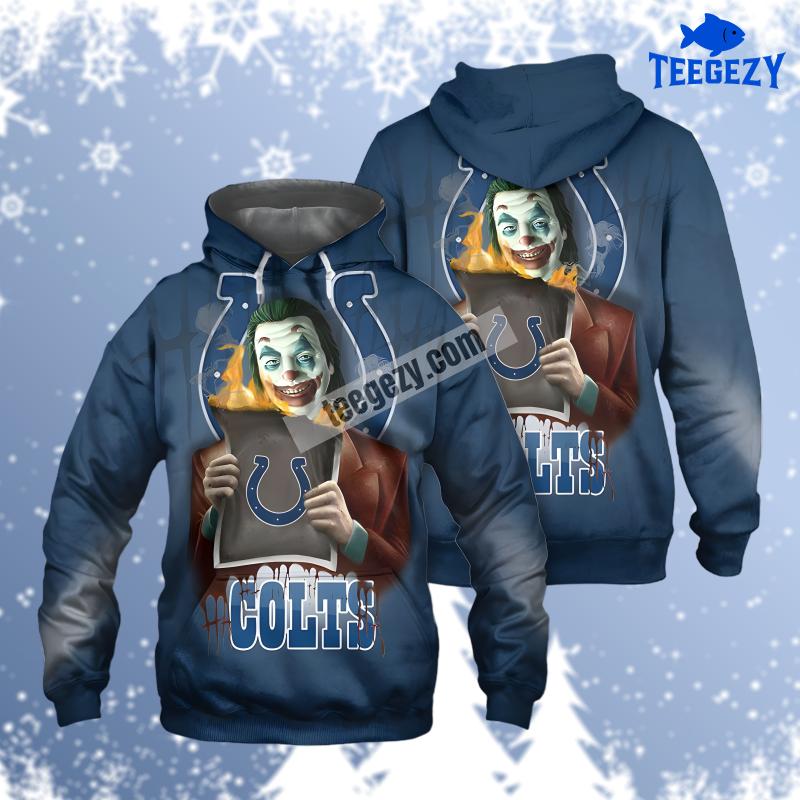 Indianapolis Colts The Joker Blue Comic Print 3D Hoodie Indianapolis Colts The Joker Blue Comic Print 3D Hoodie