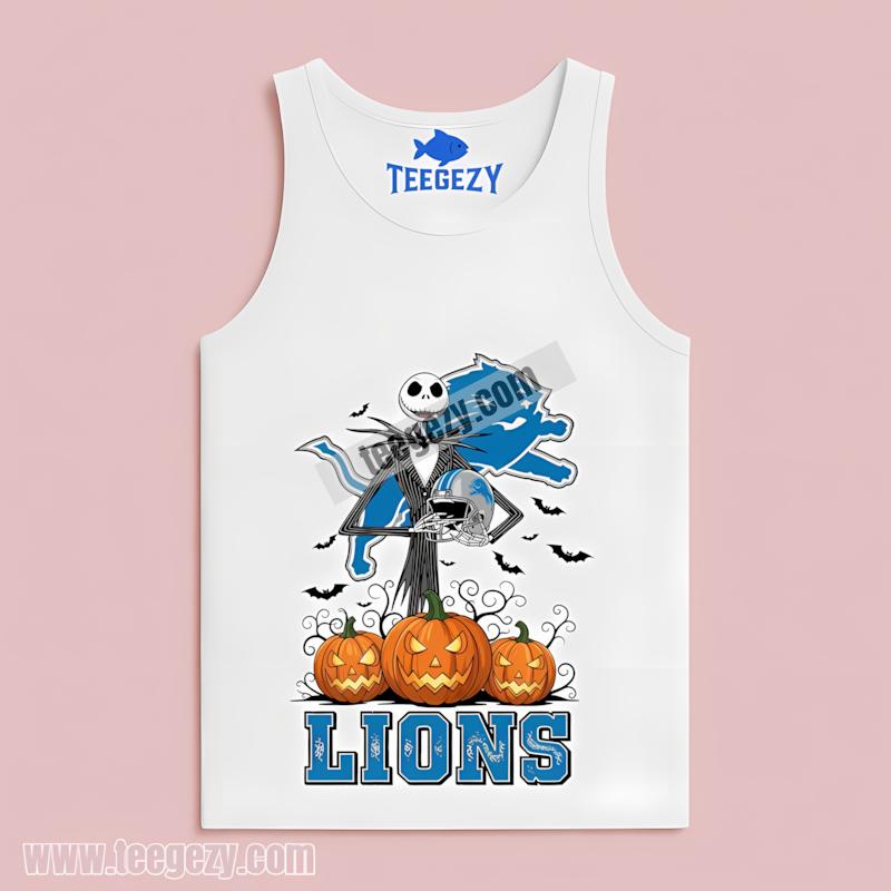 Jack Skellington Detroit Lions Halloween Pumpkin Tanktop Jack Skellington Detroit Lions Halloween Pumpkin Tanktop