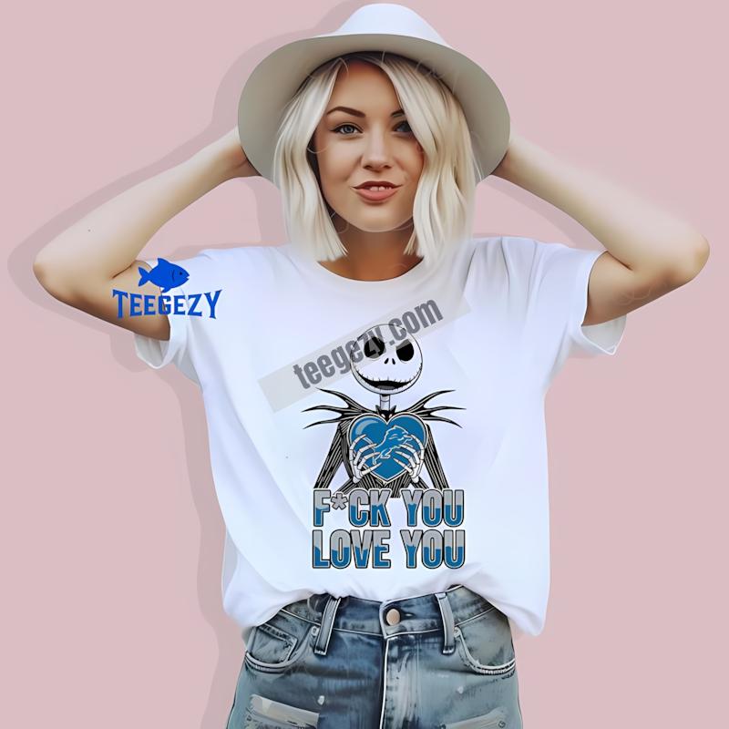 Jack Skellington Detroit Lions Heart Sports T-Shirt Jack Skellington Detroit Lions Heart Sports T-Shirt