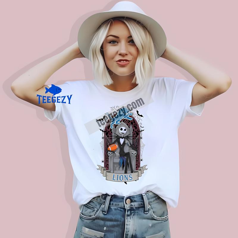Jack Skellington Detroit Lions Throne Classic T-Shirt Jack Skellington Detroit Lions Throne Classic T-Shirt