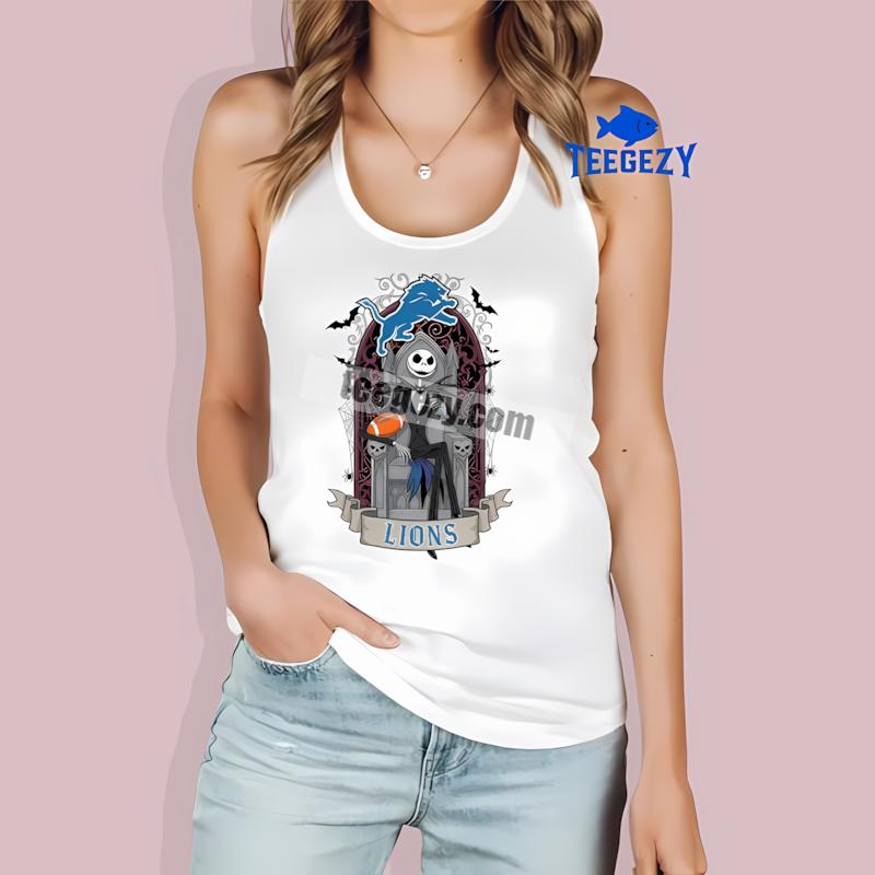 Jack Skellington Detroit Lions Throne Classic Tanktop Jack Skellington Detroit Lions Throne Classic Tanktop