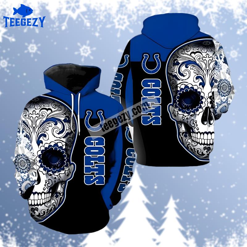Jack Skellington Indianapolis Colts Blue Black Printed 3D Hoodie Jack Skellington Indianapolis Colts Blue Black Printed 3D Hoodie