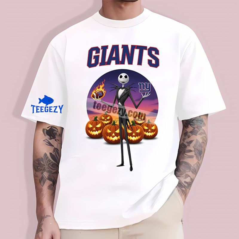 Jack Skellington New York Giants Halloween Fan T-Shirt Jack Skellington New York Giants Halloween Fan T-Shirt