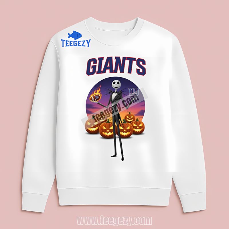 Jack Skellington New York Giants Halloween Fan Long Sleeve Jack Skellington New York Giants Halloween Fan Long Sleeve
