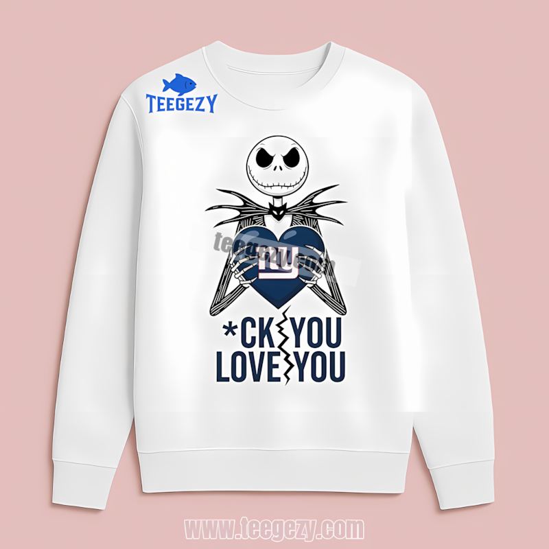 Jack Skellington New York Giants Heart Fan Long Sleeve Jack Skellington New York Giants Heart Fan Long Sleeve