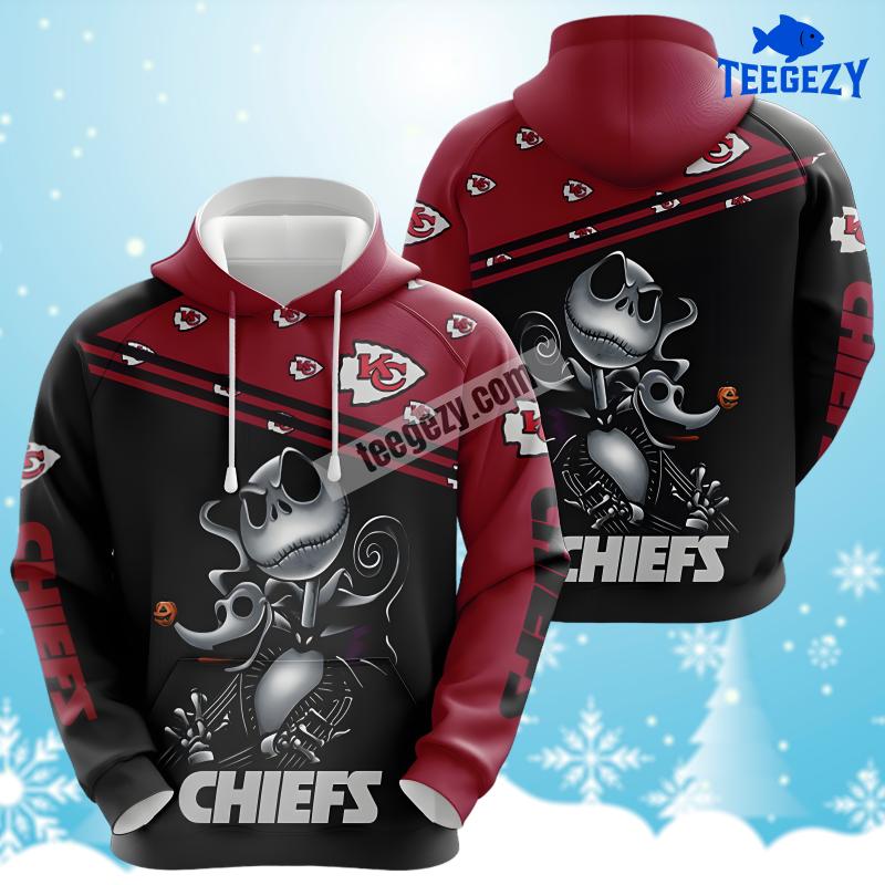Jack Skellington Zero Kansas City Chiefs Red Black Design 3D Hoodie Jack Skellington Zero Kansas City Chiefs Red Black Design 3D Hoodie