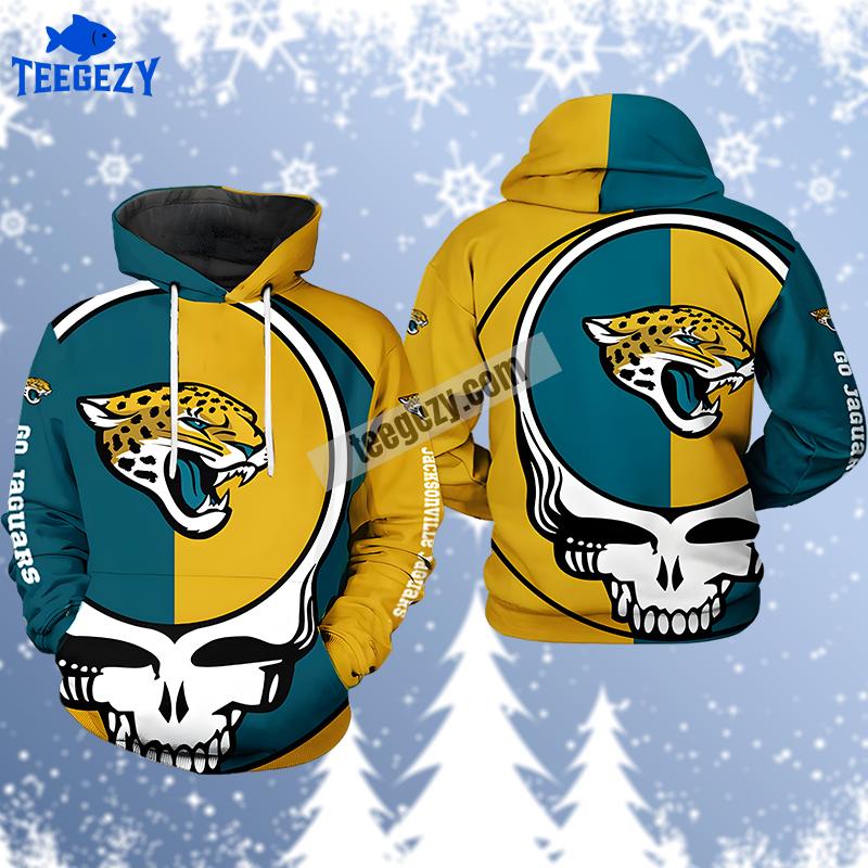Jacksonville Jaguars Grateful Dead Yellow Blue For Sale 3D Hoodie Jacksonville Jaguars Grateful Dead Yellow Blue For Sale 3D Hoodie