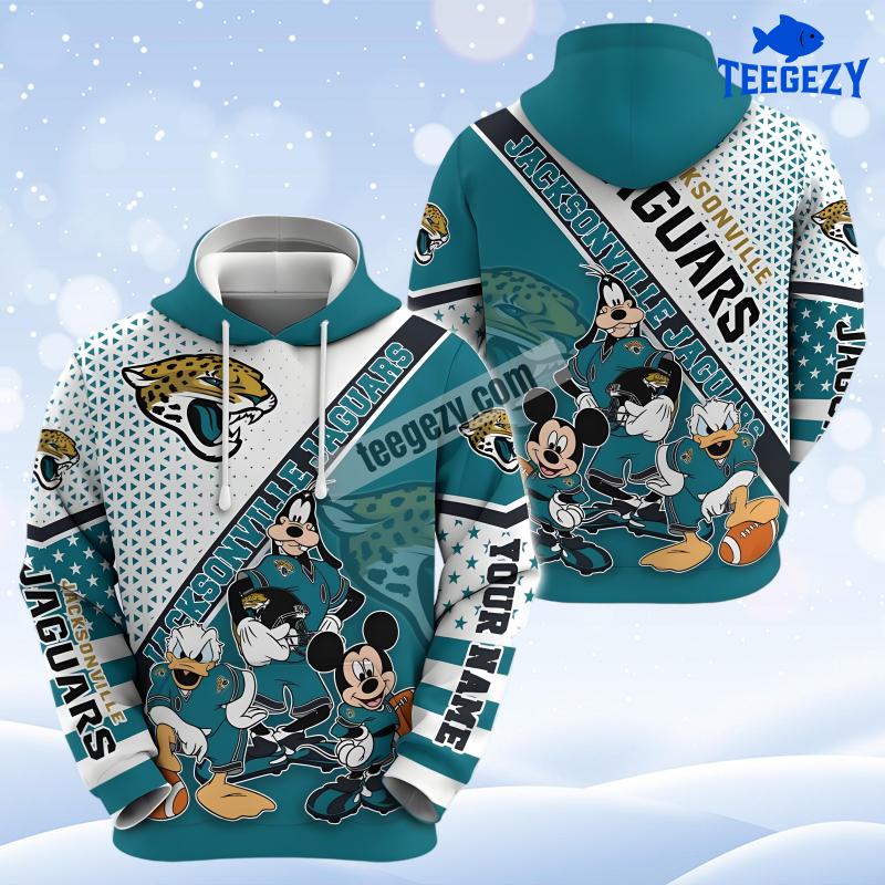 Jacksonville Jaguars Mickey Mouse Donald Duck Goofy Blue Printed Personalized 3D Hoodie Jacksonville Jaguars Mickey Mouse Donald Duck Goofy Blue Printed Personalized 3D Hoodie