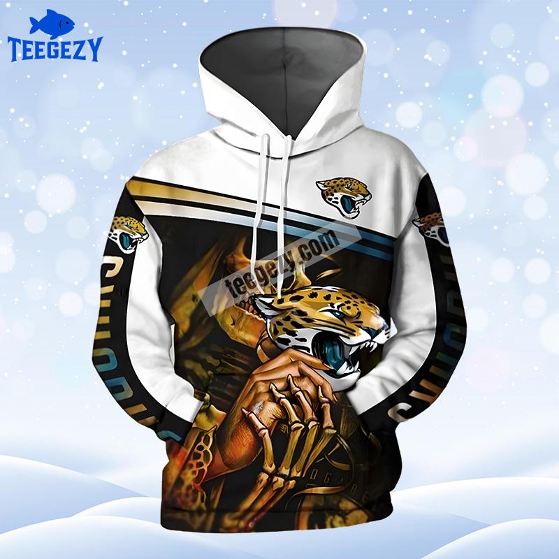 Jacksonville Jaguars Skull White Yellow Pullover 3D Hoodie Jacksonville Jaguars Skull White Yellow Pullover 3D Hoodie