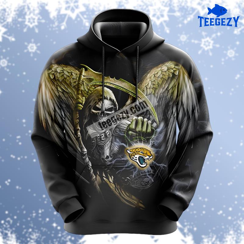 Jacksonville Jaguars Skull Wings Black Zip Up 3D Hoodie Jacksonville Jaguars Skull Wings Black Zip Up 3D Hoodie