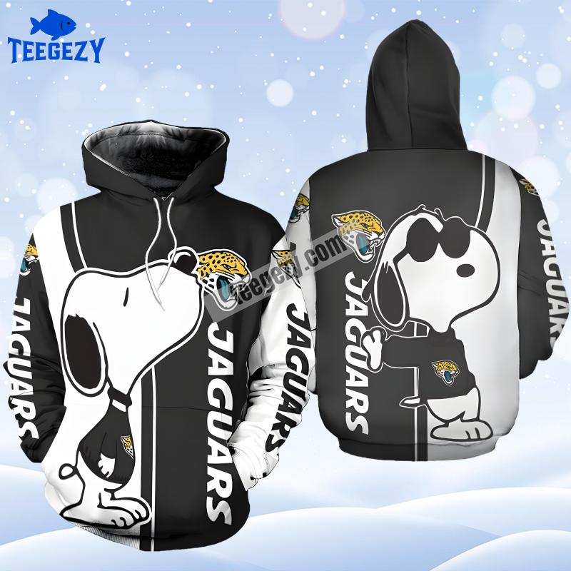 Jacksonville Jaguars Snoopy White Black 3D Hoodie Jacksonville Jaguars Snoopy White Black 3D Hoodie