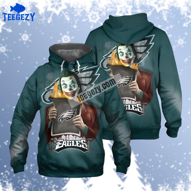 Joker Philadelphia Eagles Green Pullover 3D Hoodie Joker Philadelphia Eagles Green Pullover 3D Hoodie