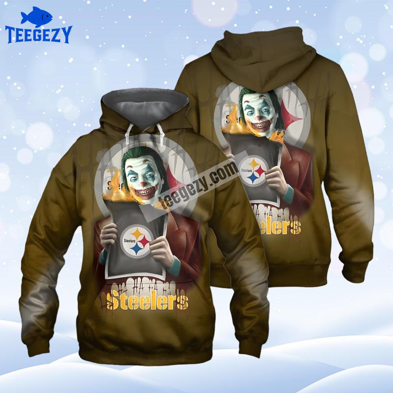 Joker Pittsburgh Steelers Yellow Mens 3D Hoodie Joker Pittsburgh Steelers Yellow Mens 3D Hoodie