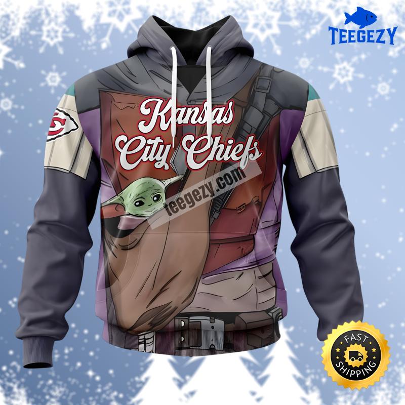 Kansas City Chiefs Baby Yoda Grey Pullover 3D Hoodie Kansas City Chiefs Baby Yoda Grey Pullover 3D Hoodie