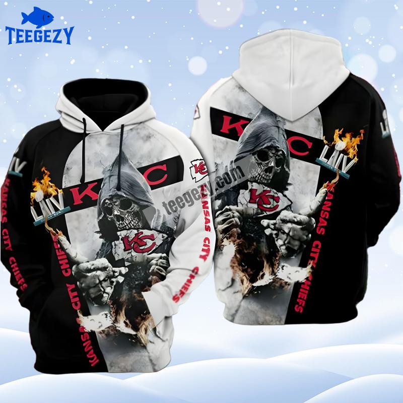Kansas City Chiefs Death Holding Black White For Sale 3D Hoodie Kansas City Chiefs Death Holding Black White For Sale 3D Hoodie