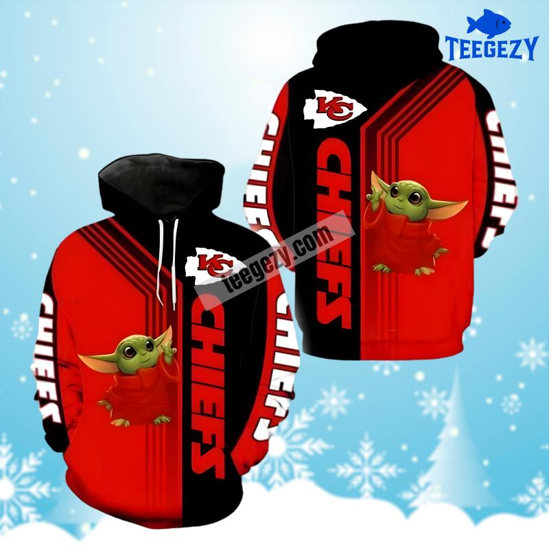 Kansas City Chiefs Grogu Star Wars Red Black Pattern 3D Hoodie Kansas City Chiefs Grogu Star Wars Red Black Pattern 3D Hoodie