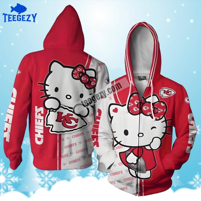 Kansas City Chiefs Hello Kitty Red White Graphic 3D Hoodie Kansas City Chiefs Hello Kitty Red White Graphic 3D Hoodie