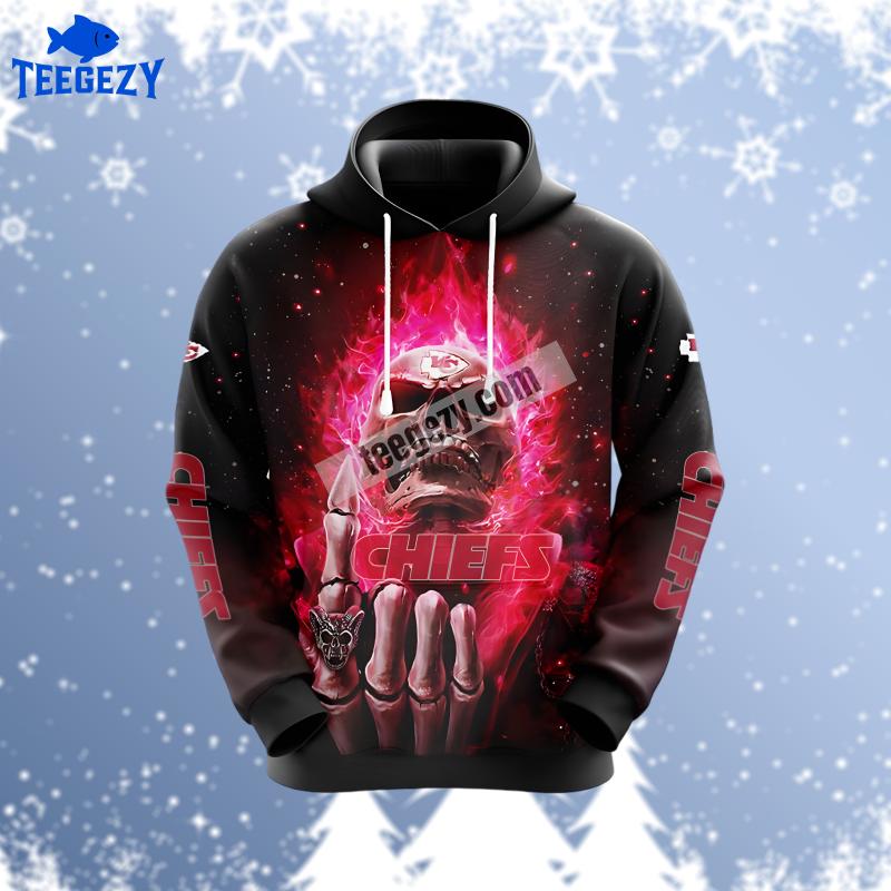 Kansas City Chiefs Hot Skull Red Black Cool 3D Hoodie Kansas City Chiefs Hot Skull Red Black Cool 3D Hoodie