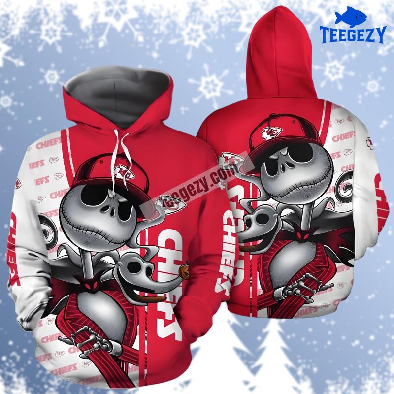 Kansas City Chiefs Jack Skellington Zero Red White Design 3D Hoodie Kansas City Chiefs Jack Skellington Zero Red White Design 3D Hoodie