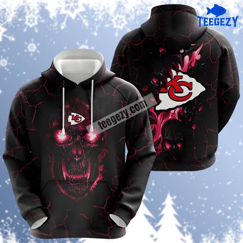 Kansas City Chiefs Lava Skull Black Red Design 3D Hoodie Kansas City Chiefs Lava Skull Black Red Design 3D Hoodie