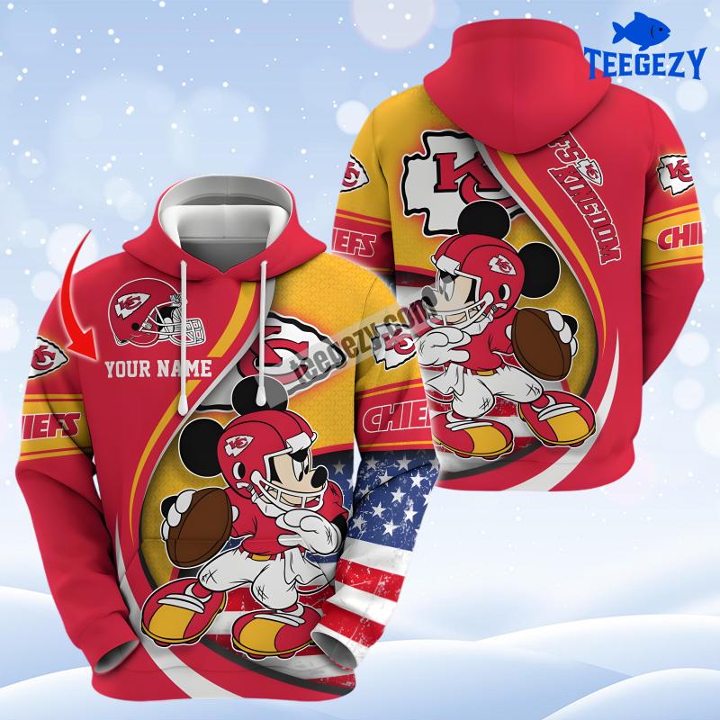 Kansas City Chiefs Mickey Mouse Yellow Red Mens Personalized 3D Hoodie Kansas City Chiefs Mickey Mouse Yellow Red Mens Personalized 3D Hoodie