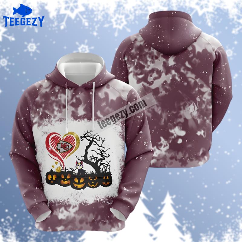 Kansas City Chiefs Pumpkin Halloween Purple White Cool 3D Hoodie Kansas City Chiefs Pumpkin Halloween Purple White Cool 3D Hoodie