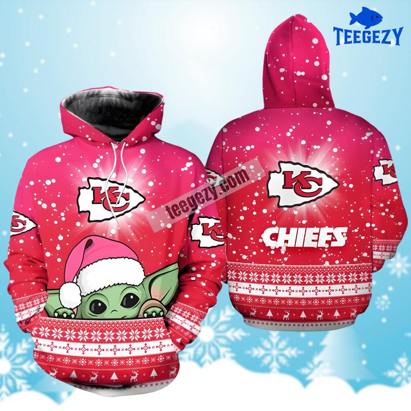 Kansas City Chiefs Santa Baby Yoda White Red Fashion 3D Hoodie Kansas City Chiefs Santa Baby Yoda White Red Fashion 3D Hoodie