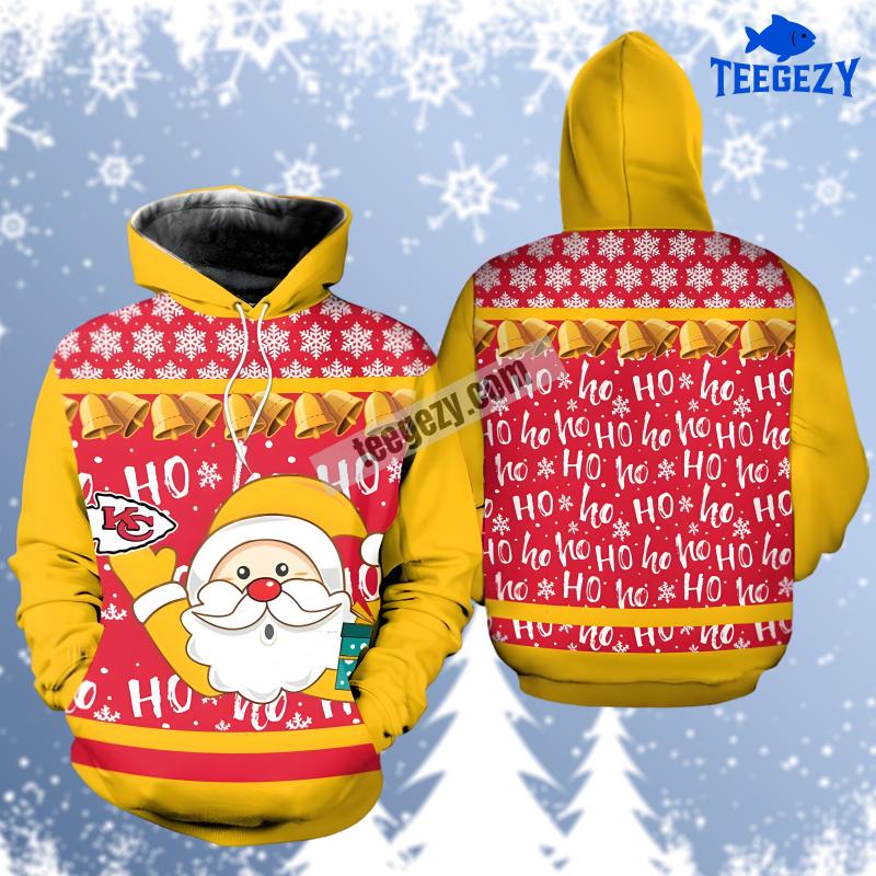 Kansas City Chiefs Santa Claus Hohoho Yellow Red Mens 3D Hoodie Kansas City Chiefs Santa Claus Hohoho Yellow Red Mens 3D Hoodie
