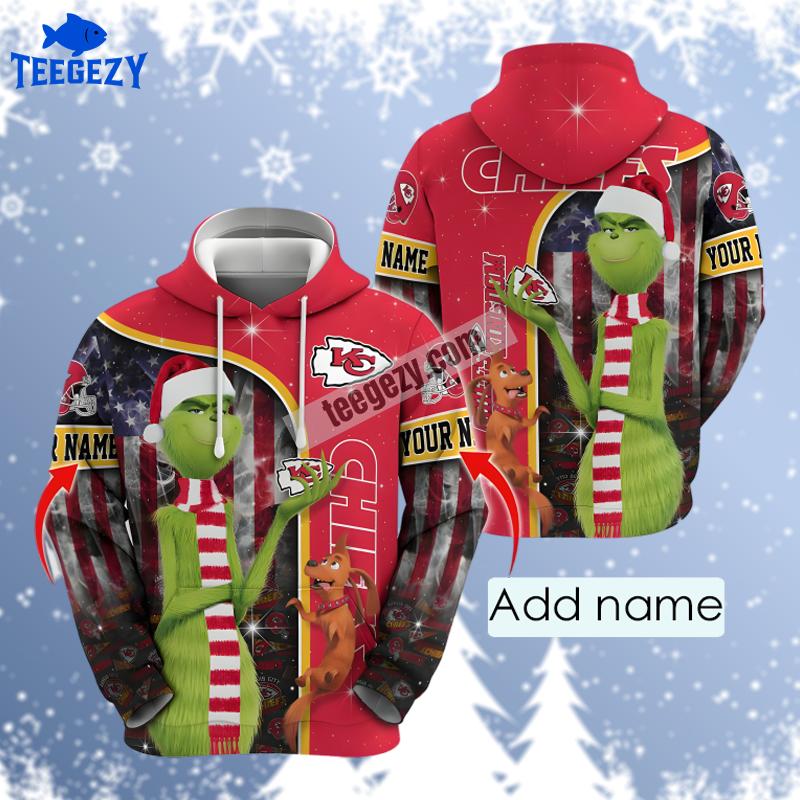 Kansas City Chiefs Santa Grinch Personalized Red Print 3D Hoodie Kansas City Chiefs Santa Grinch Personalized Red Print 3D Hoodie