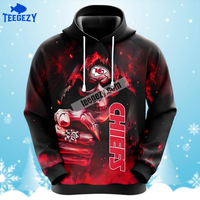 Kansas City Chiefs Skull Champion Red Black Graphic 3D Hoodie Kansas City Chiefs Skull Champion Red Black Graphic 3D Hoodie