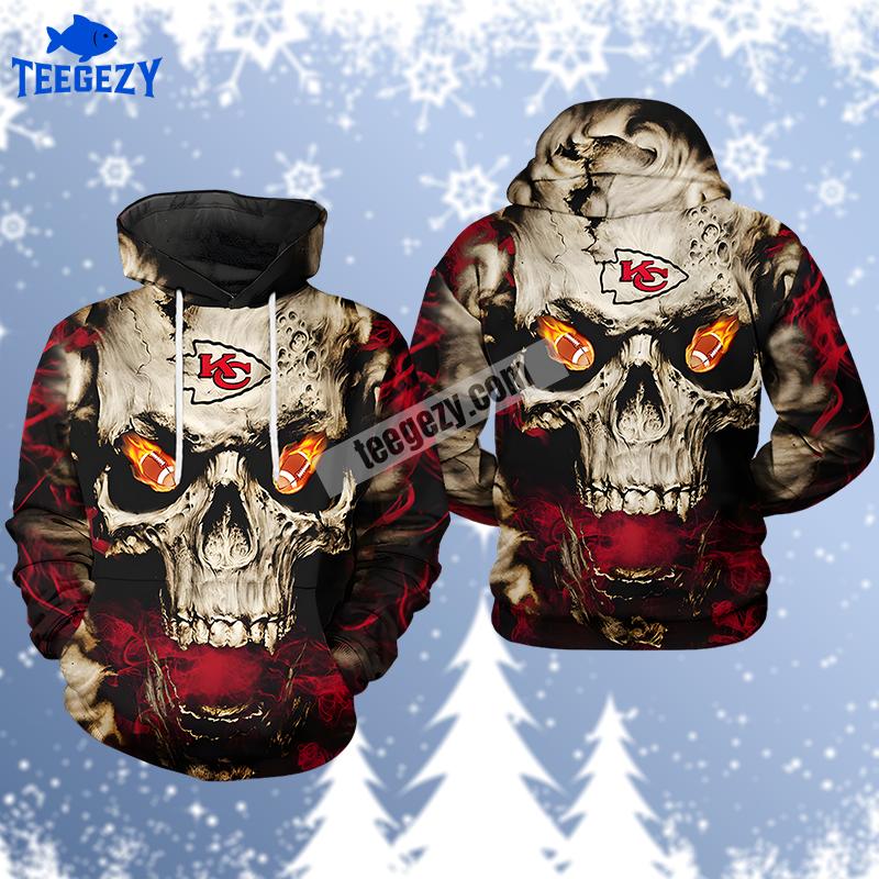 Kansas City Chiefs Skull Halloween Red Grey Graphic 3D Hoodie Kansas City Chiefs Skull Halloween Red Grey Graphic 3D Hoodie