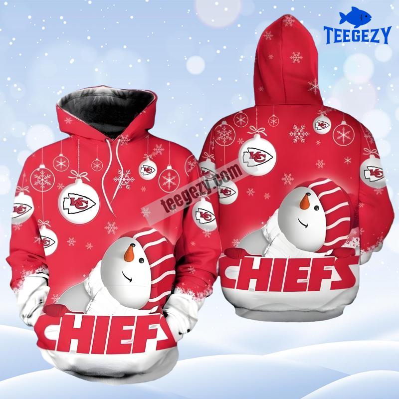 Kansas City Chiefs Snowman Christmas Red White 3D Hoodie Kansas City Chiefs Snowman Christmas Red White 3D Hoodie