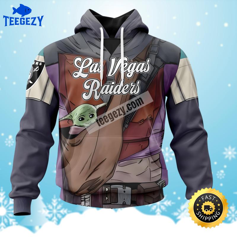 Las Vegas Raiders Baby Yoda Star Wars Grey Design 3D Hoodie Las Vegas Raiders Baby Yoda Star Wars Grey Design 3D Hoodie