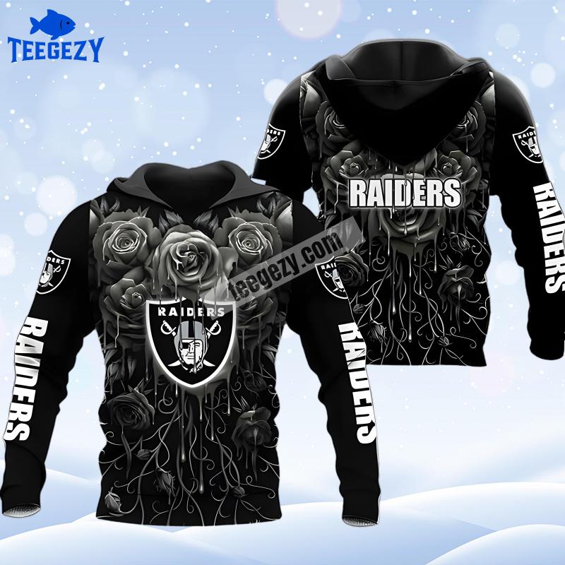 Las Vegas Raiders Silver Rose Black Dad Mom 3D Hoodie Las Vegas Raiders Silver Rose Black Dad Mom 3D Hoodie