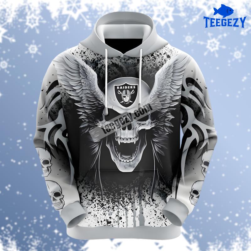 Las Vegas Raiders Skull Unleash Grey White 3D Hoodie Las Vegas Raiders Skull Unleash Grey White 3D Hoodie