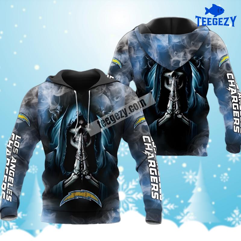 Los Angeles Chargers Death Smoke Black Blue Youth 3D Hoodie Los Angeles Chargers Death Smoke Black Blue Youth 3D Hoodie
