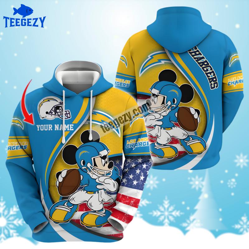 Los Angeles Chargers Mickey Mouse Yellow Blue Dad Mom Personalized 3D Hoodie Los Angeles Chargers Mickey Mouse Yellow Blue Dad Mom Personalized 3D Hoodie