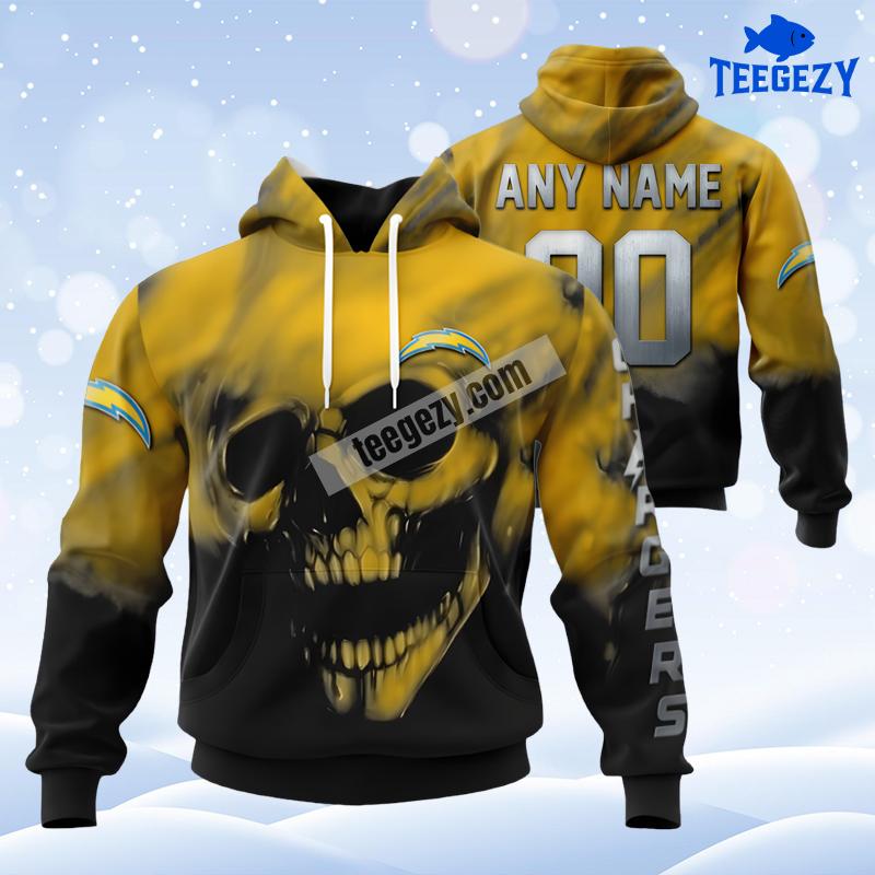 Los Angeles Chargers Skull Black Yellow Design Personalized 3D Hoodie Los Angeles Chargers Skull Black Yellow Design Personalized 3D Hoodie