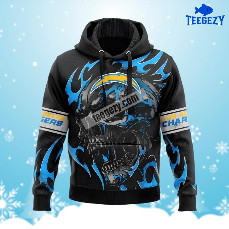Los Angeles Chargers Skull Blue Black Mens 3D Hoodie Los Angeles Chargers Skull Blue Black Mens 3D Hoodie