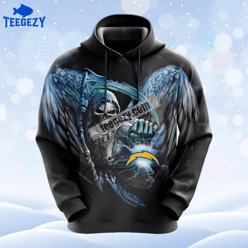 Los Angeles Chargers Skull Wings Black Mens 3D Hoodie Los Angeles Chargers Skull Wings Black Mens 3D Hoodie