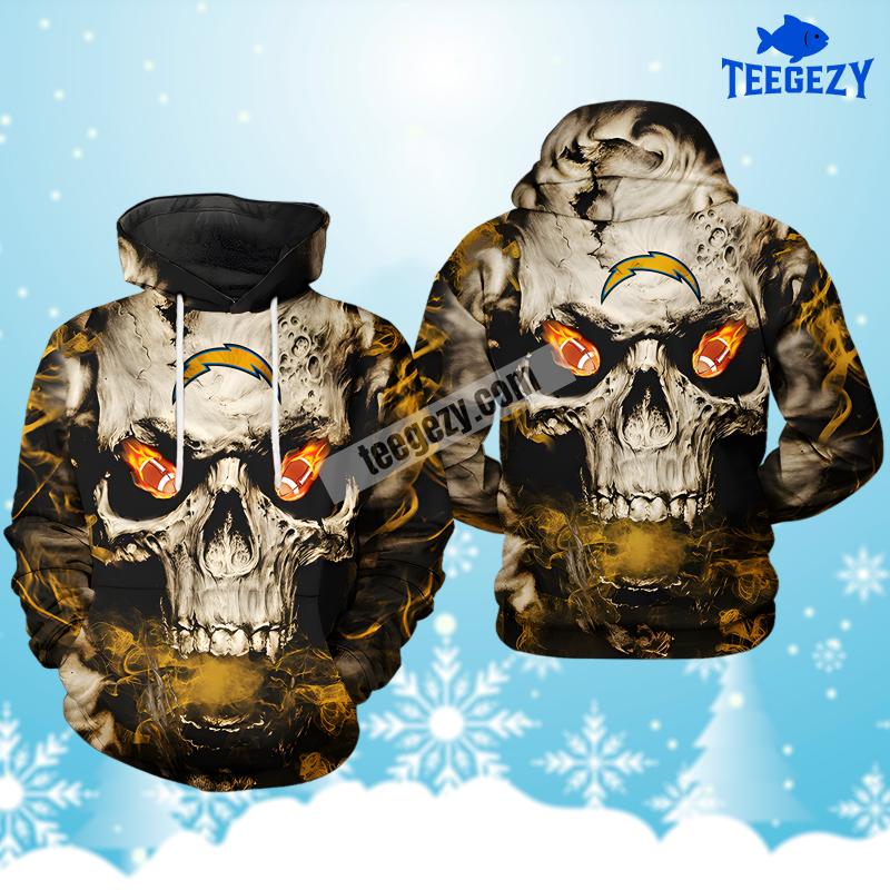 Los Angeles Chargers Skull Yellow Black Design 3D Hoodie Los Angeles Chargers Skull Yellow Black Design 3D Hoodie