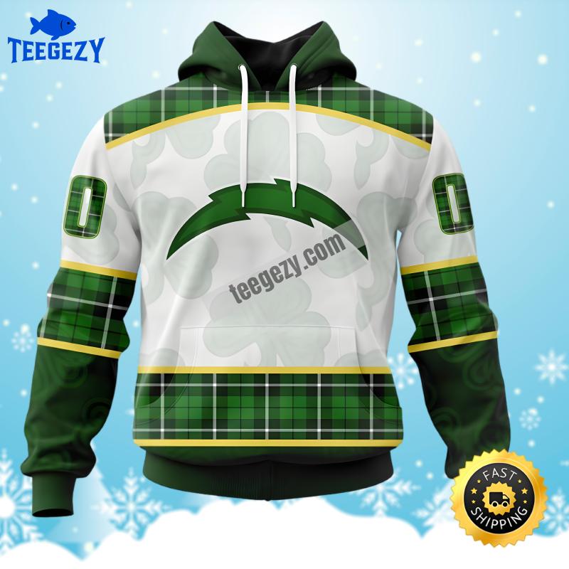 Los Angeles Chargers St Patrick Day Green White Realistic Personalized 3D Hoodie Los Angeles Chargers St Patrick Day Green White Realistic Personalized 3D Hoodie